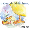 Aquarell, Buntstift, Kugelschreiber: Karte: Advent, Advent, ein Licktlein brennt! Erst eins...