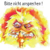 Aquarell, Buntstift, Kugelschreiber: Karte: Bitte nicht ansprechen!